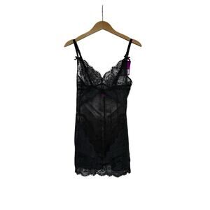 L'Agent by Agent Provocateur Vanesa L Slip Chemise Black Lace Sexy Hot New
